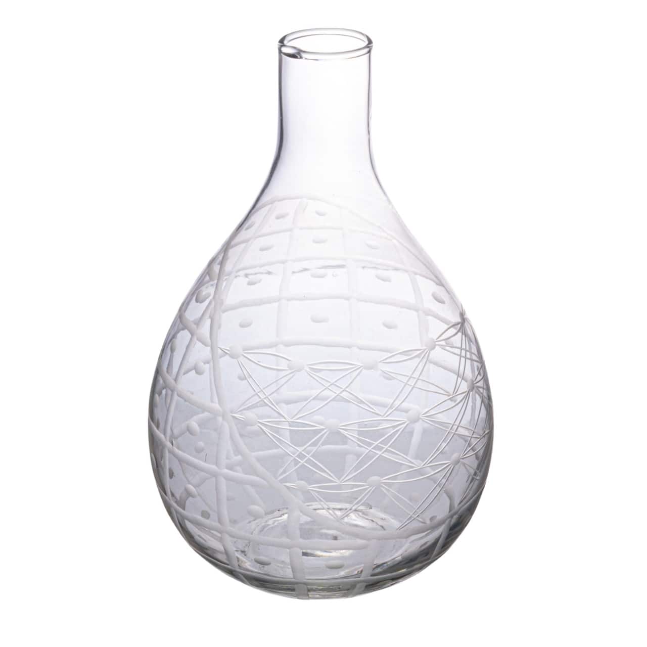 Hello Honey® 3.5qt. Clear Hand-Blown Etched Round Reclaimed Glass Pitcher